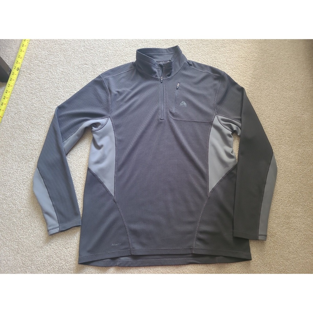Nike ACG Men's L Dri Fit Gray 1/4 Zip soccer Pullover Mock Neck‎ Jacket